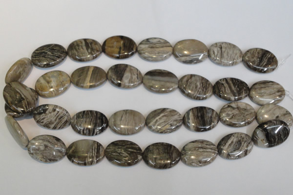 CSL45 15.5 inches 18*25mm oval silver leaf jasper beads wholesale