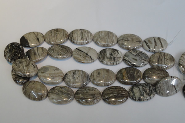 CSL46 15.5 inches 20*30mm oval silver leaf jasper beads wholesale