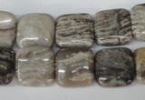 CSL52 15.5 inches 14*14mm square silver leaf jasper beads wholesale