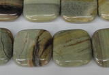 CSL60 15.5 inches 20*20mm square silver leaf jasper beads wholesale