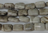 CSL65 15.5 inches 8*12mm rectangle silver leaf jasper beads wholesale