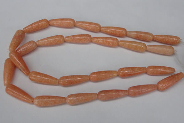 CSM15 15.5 inches 10*30mm teardrop salmon stone beads wholesale