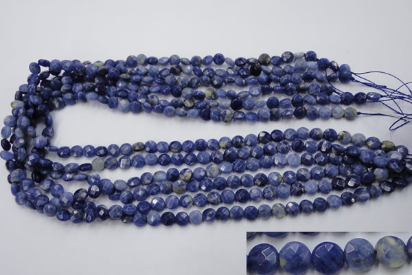 CSO35 15.5 inches 6mm faceted coin sodalite gemstone beads