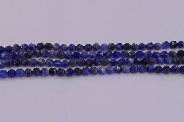 CSO551 15.5 inches 6mm faceted nuggets sodalite gemstone beads