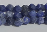 CSO565 15.5 inches 6mm faceted nuggets matte sodalite beads