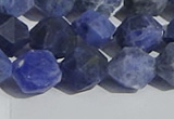 CSO568 15.5 inches 12mm faceted nuggets matte sodalite beads