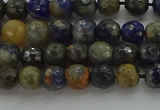 CSO751 15.5 inches 6mm faceted round orange sodalite beads