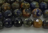 CSO752 15.5 inches 8mm faceted round orange sodalite beads