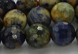 CSO755 15.5 inches 14mm faceted round orange sodalite beads