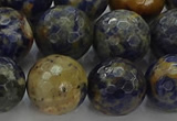 CSO756 15.5 inches 16mm faceted round orange sodalite beads