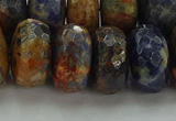 CSO767 15.5 inches 10*18mm faceted rondelle orange sodalite beads