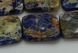 CSO785 15.5 inches 25*25mm faceted square orange sodalite beads