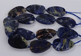 CSO821 15.5 inches 30*50mm - 32*52mm flat teardrop orange sodalite beads