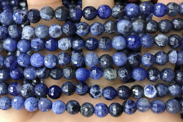 CSO846 15 inches 6mm faceted round sodalite beads wholesale