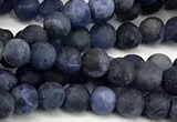 CSO925 15 inches 4mm round matte sodalite beads