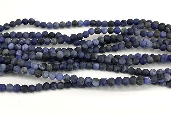 CSO925 15 inches 4mm round matte sodalite beads