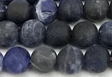 CSO926 15 inches 6mm round matte sodalite beads