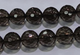 CSQ104 15.5 inches 12mm faceted round grade AA natural smoky quartz beads