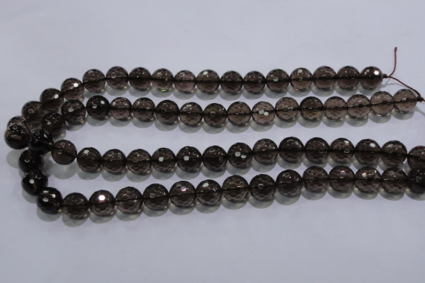 CSQ104 15.5 inches 12mm faceted round grade AA natural smoky quartz beads