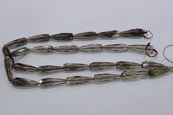 CSQ115 10*30mm faceted teardrop grade AA natural smoky quartz beads