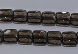 CSQ120 10*10mm facetad square grade AA natural smoky quartz beads