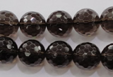 CSQ132 15.5 inches 16mm faceted round grade AA natural smoky quartz beads