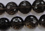 CSQ133 15.5 inches 18mm faceted round grade AA natural smoky quartz beads