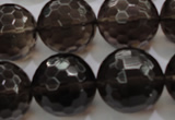 CSQ134 15.5 inches 20mm faceted round grade AA natural smoky quartz beads