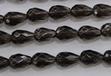 CSQ135 8*12mm faceted teardrop grade AA natural smoky quartz beads