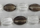 CSQ150 15.5 inches 12*18mm rice white crystal & smoky quartz beads