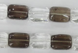 CSQ157 15.5 inches 12*16mm rectangle white crystal & smoky quartz beads