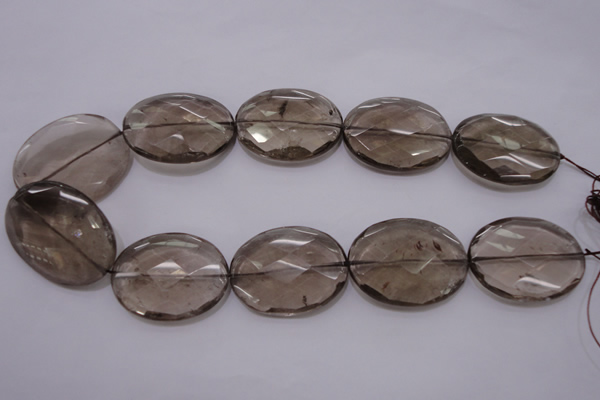 CSQ216 30*40mm faceted oval grade AA natural smoky quartz beads