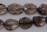 CSQ233 13*16mm faceted freeform grade AA natural smoky quartz beads