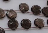 CSQ237 12*12mm faceted briolette grade AA natural smoky quartz beads