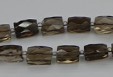 CSQ270 15.5 inches 8*10mm faceted rectangle smoky quartz beads