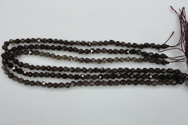 CSQ351 15.5 inches 6mm faceted nuggets smoky quartz beads