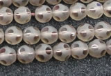 CSQ501 15.5 inches 6mm faceted round matte smoky quartz beads