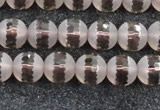 CSQ507 15.5 inches 8mm faceted round matte smoky quartz beads