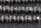 CSQ512 15.5 inches 8mm faceted round matte smoky quartz beads