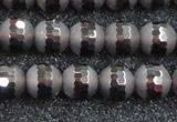 CSQ513 15.5 inches 10mm faceted round matte smoky quartz beads