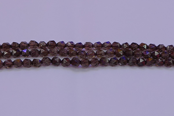 CSQ522 15.5 inches 8mm faceted nuggets smoky quartz beads