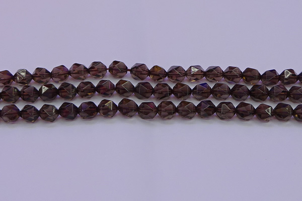 CSQ523 15.5 inches 10mm faceted nuggets smoky quartz beads