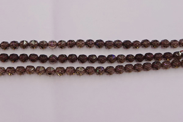 CSQ526 15.5 inches 6mm faceted nuggets smoky quartz gemstone beads