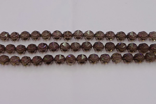 CSQ528 15.5 inches 10mm faceted nuggets smoky quartz gemstone beads