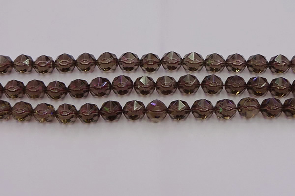 CSQ529 15.5 inches 12mm faceted nuggets smoky quartz gemstone beads