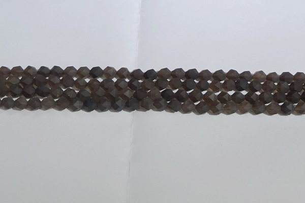 CSQ531 15.5 inches 6mm faceted nuggets matte smoky quartz beads