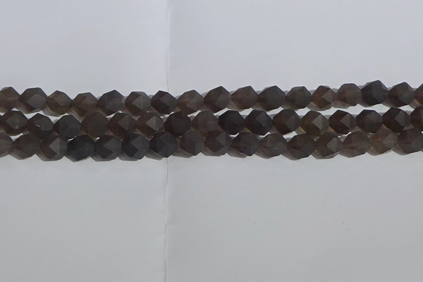 CSQ532 15.5 inches 8mm faceted nuggets matte smoky quartz beads