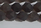 CSQ533 15.5 inches 10mm faceted nuggets matte smoky quartz beads