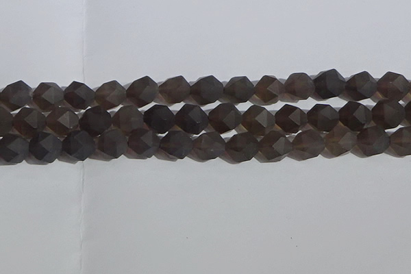 CSQ534 15.5 inches 12mm faceted nuggets matte smoky quartz beads