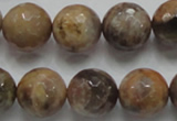 CSS100 15.5 inches 16mm faceted round natural sunstone beads wholesale